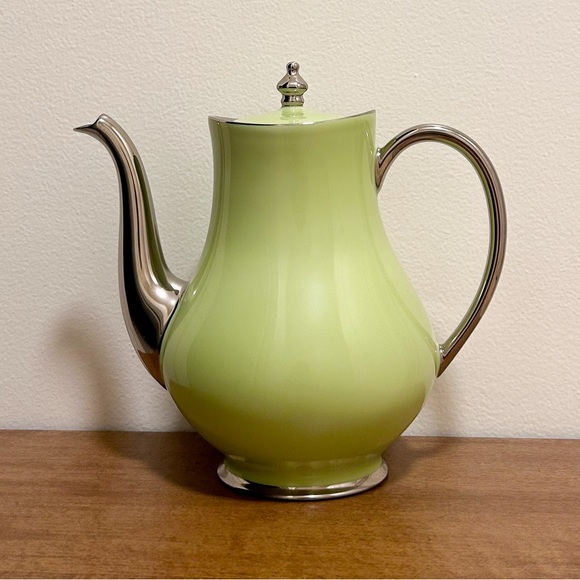 Haviland Limoges Laque De Chine Coffee Tea Pot Pistache Pistachio Green Platinum